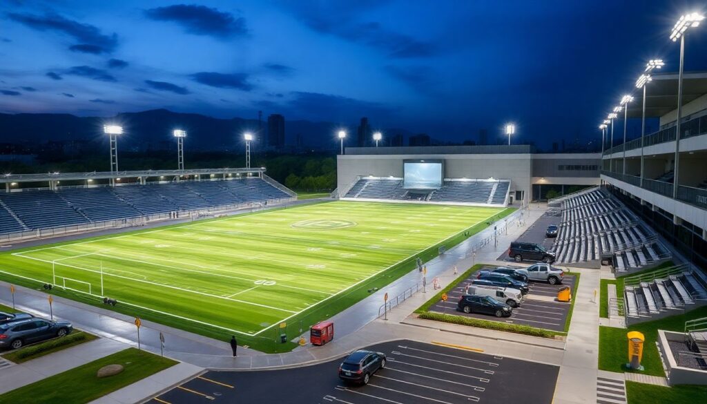 Инфраструктура футбольных полей в крупных городах - иллюстрация